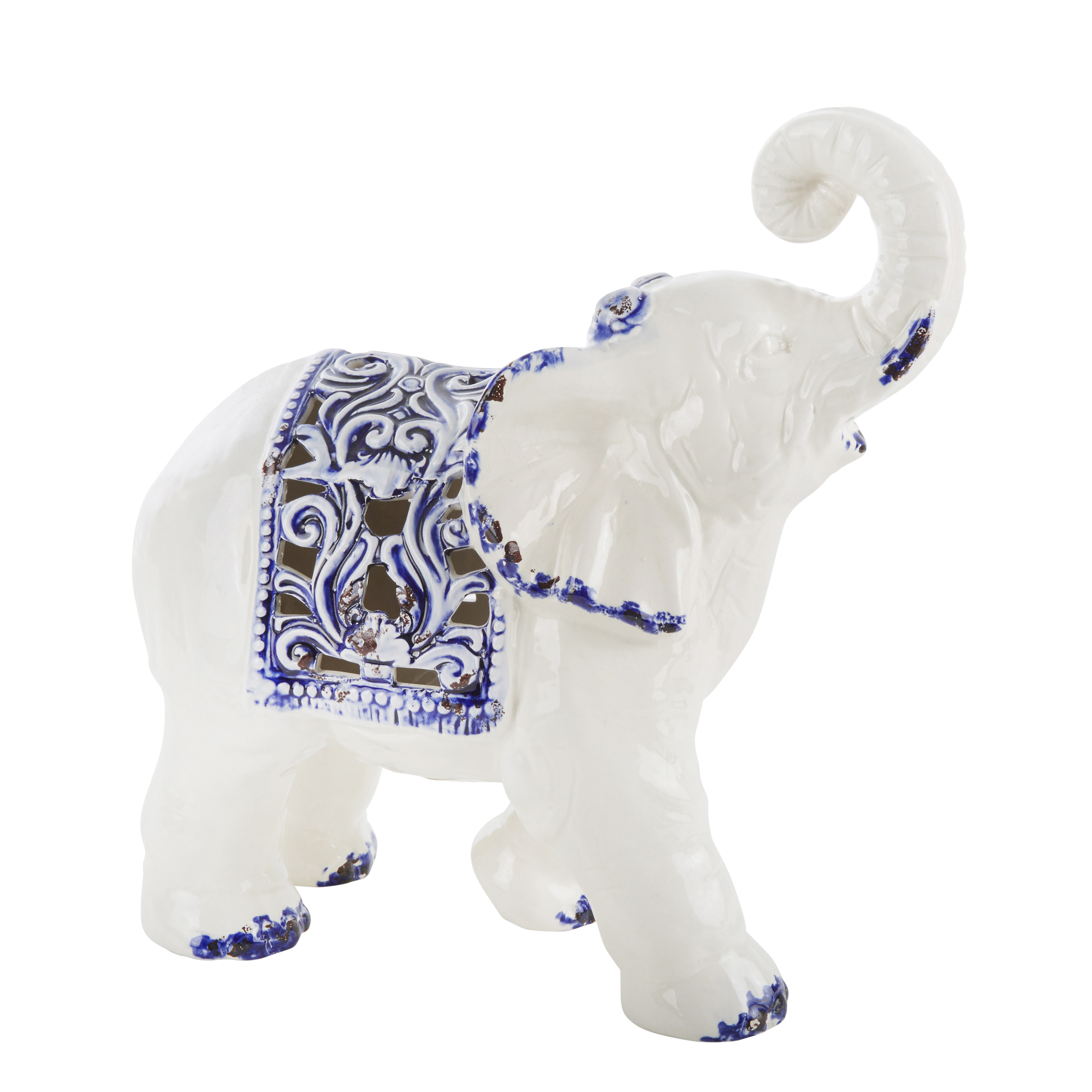 Sagebrook Home Blue And White Ceramic Elephant 11650 604007496790 | eBay